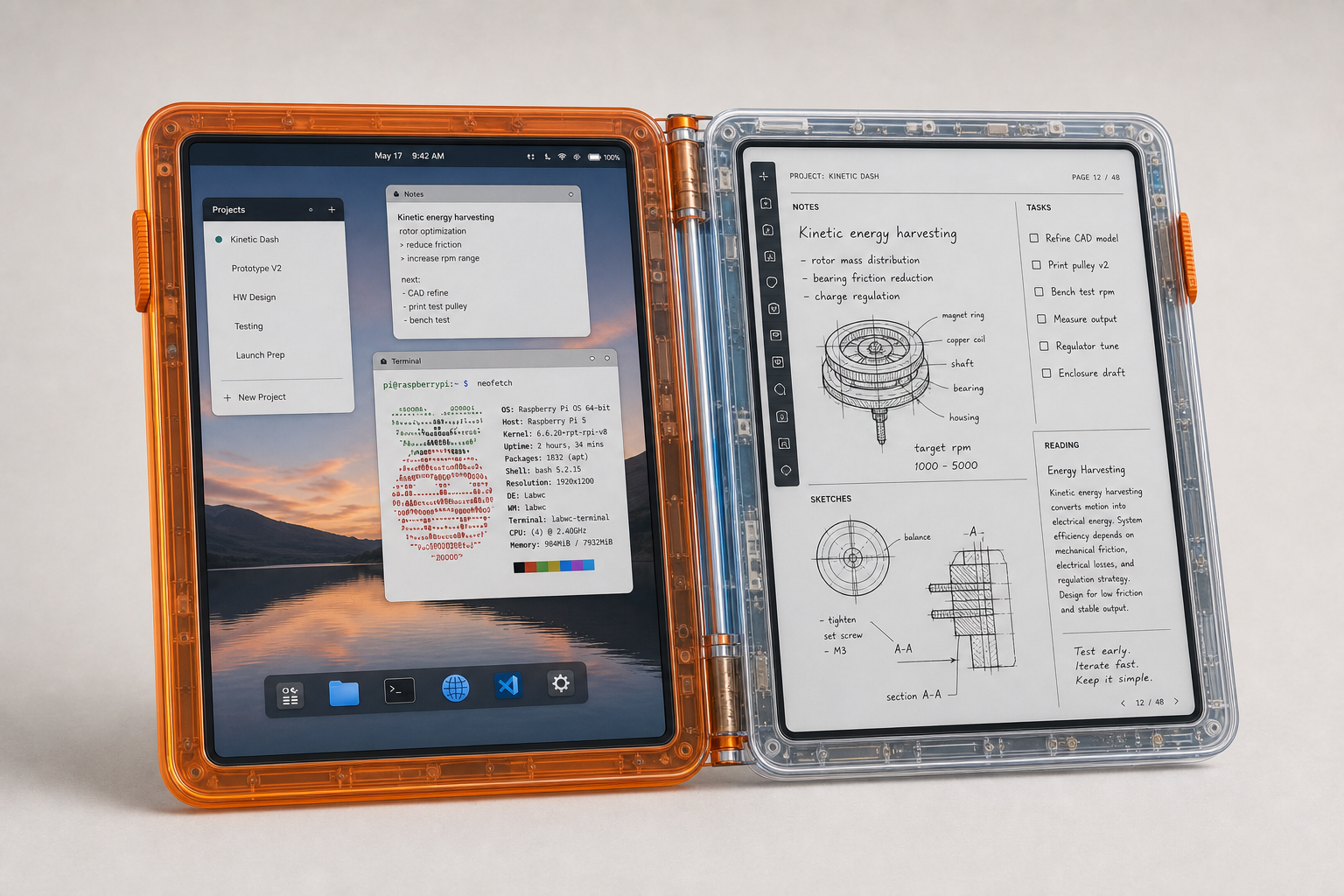Orange and clear translucent Forever Book reference mockup
